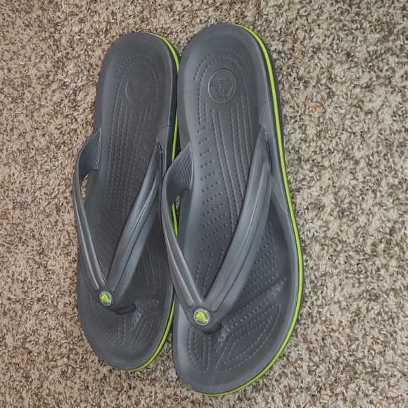 Crocs Crocband Flip Flop Comfort Sandals 11033 Gray Green Slip On Mens 10 Wmn 12 - Picture 3 of 11